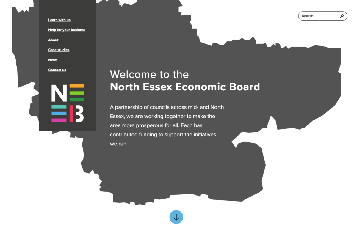 Image of the NEEB (North Essex economic board) website homepage